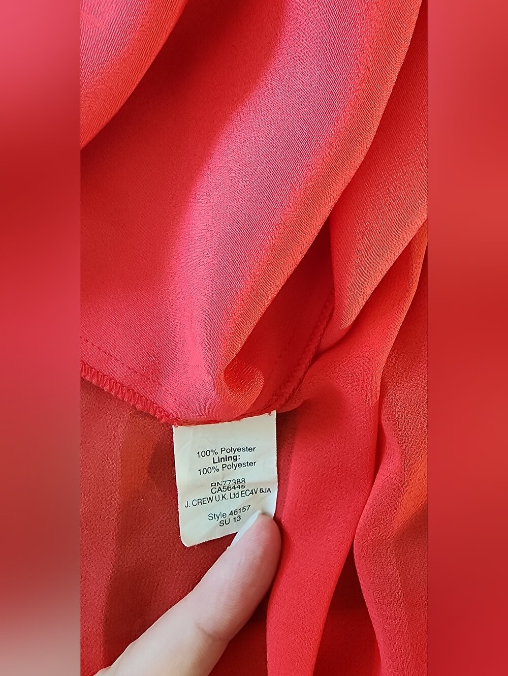 J. Crew Red Pleated Chiffon Dress - Picture 9 of 16